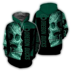 Oregon Ducks Skull Football All-Over Print Hoodie