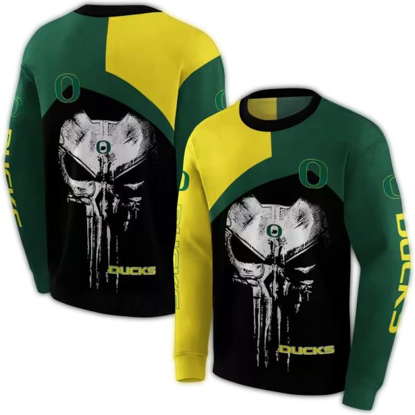 Oregon Ducks Skull Punisher AOP Sweatshirt 1