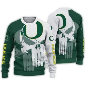 Oregon Ducks Skull Punisher Split Ugly Sweater
