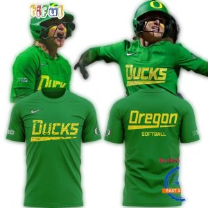 Oregon Ducks Softball 2025 New Season Green All-Over Print T-Shirt