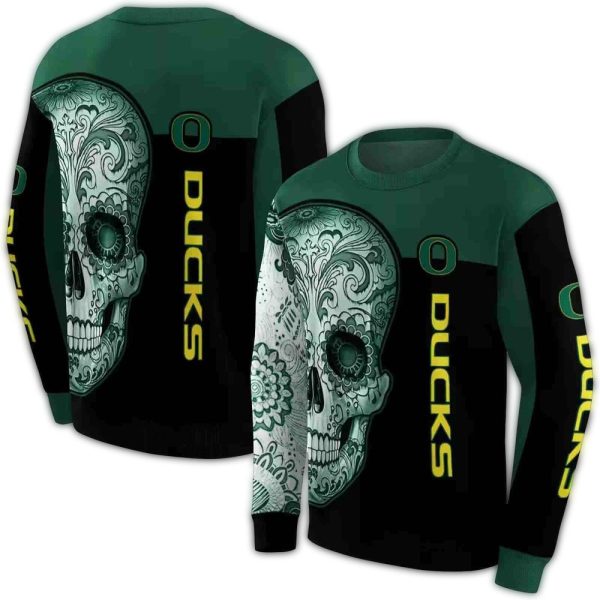 Oregon Ducks Sugar Skull AOP Sweatshirt 1