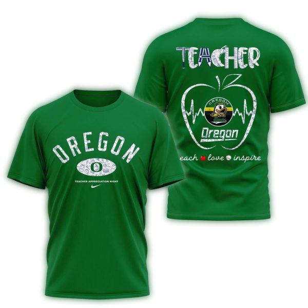 Oregon Ducks Teacher Appreciation Night 3D Shirt 1