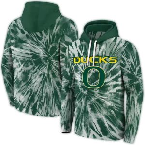 Oregon Ducks Tie Dye Pattern All-Over Print Hoodie