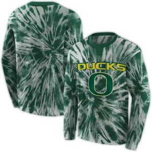 Oregon Ducks Tie Dye Pattern All-Over Print Sweatshirt