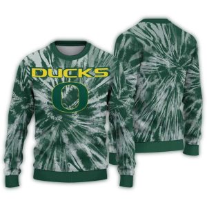 Oregon Ducks Tie Dye Pattern Ugly Sweater
