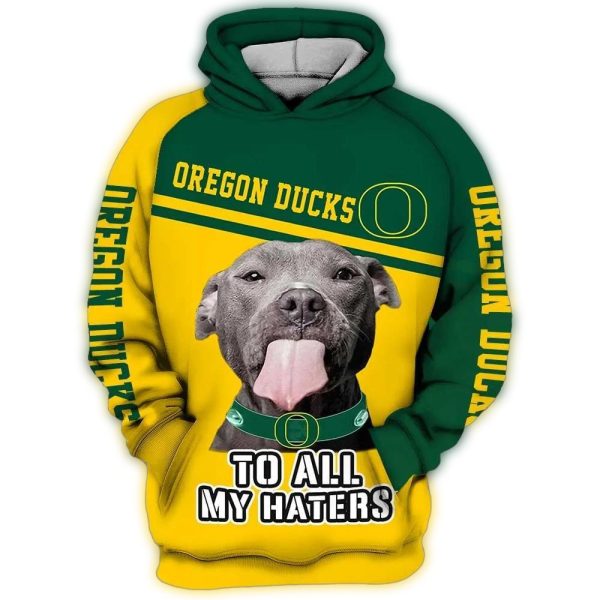 Oregon Ducks To All My Haters Pitbull AOP Hoodie 1