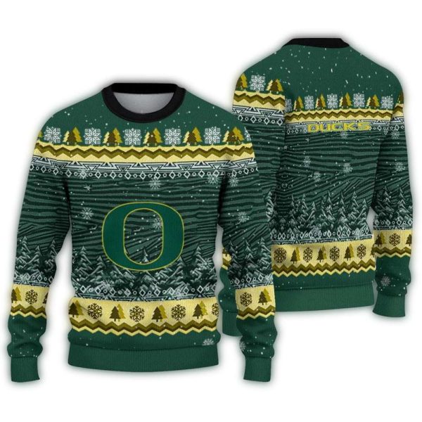 Oregon-Ducks-Tree-Pattern-Ugly-Sweater-1 Oregon Ducks Tree Pattern Ugly Sweater 1
