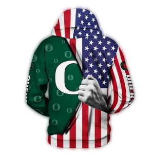 Oregon Ducks With Flag American My Heart All-Over Print Hoodie