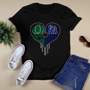 Oregon Ducks Yankees Skull Heart Fusion T-Shirt