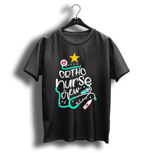 Ortho Nurse Crew Christmas Tree With Stethoscope And Syringe T-Shirt