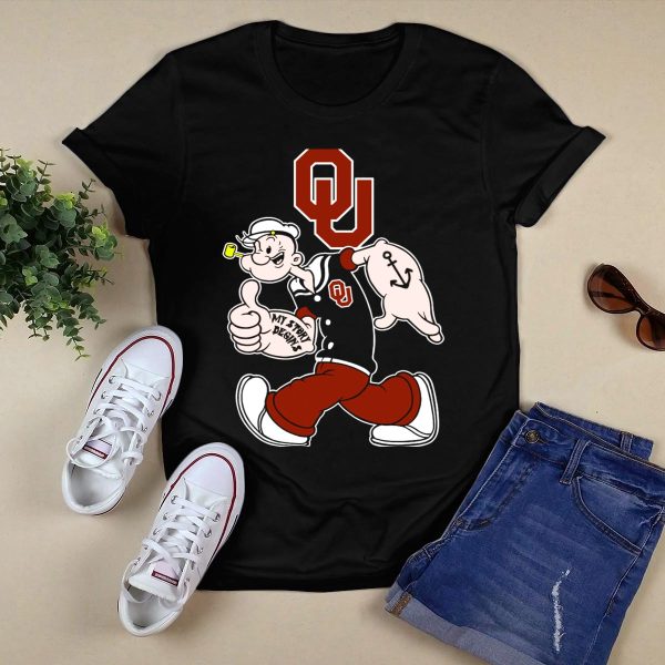 Ou Oklahoma Sooners Popeye Anchor Thumbs Up T Shirt 1
