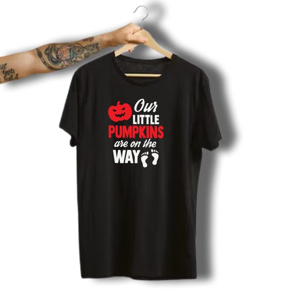 Our Little Pumpkins Are On The Way Halloween Footprints T Shirt t shirt 1