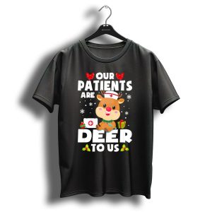 Our Patients Are Deer To Us Nurses Christmas Reindeer Snowflakes Medical Gifts T-Shirt