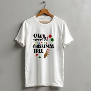 Owl Around The Christmas Tree Holiday Lights T Shirt