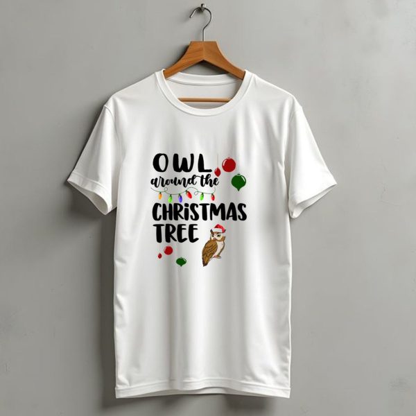 Owl Around The Christmas Tree Holiday Lights T Shirt 1 t shirt 1