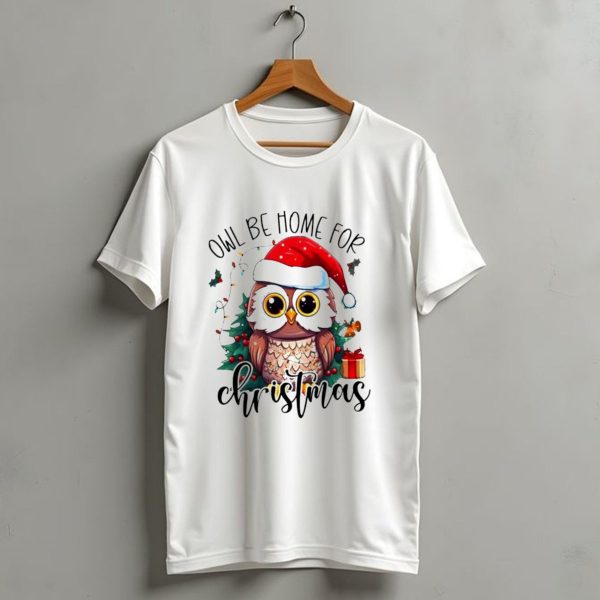 Owl Be Home For Christmas Santa Hat Owl Festive Lights Gift Box T Shirt 1 t shirt 1