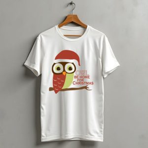 Owl Be Home For Christmas Santa Hat Owl T Shirt