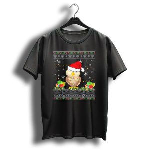 Owl Ugly Christmas Funny Light Holiday Gifts Snowflakes Festive T-Shirt