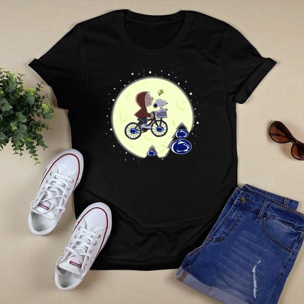 PENN STATE Nittany Lions Football Halloween Moon ET Peanuts Crossover T Shirt Black 1