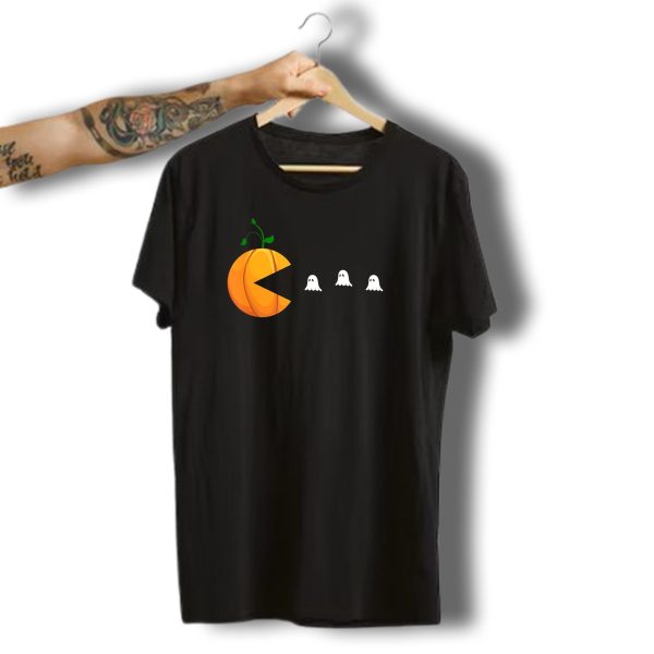 Pac Man Pumpkin Eating Ghosts Halloween T Shirt t shirt 1