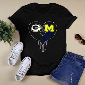 Packers And Michigan Wolverines Heart Fusion T-Shirt