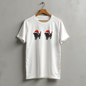 Pair Of Cute Santa Dogs Christmas Holiday Canine Duo T-Shirt