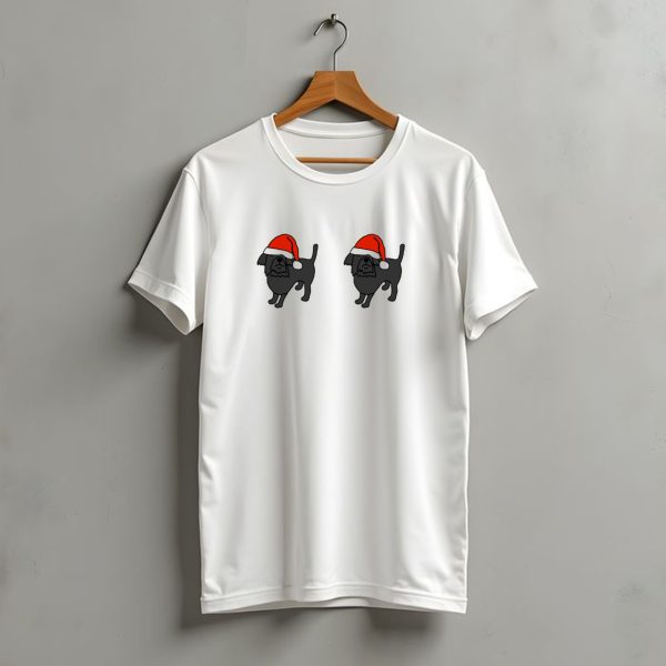 Pair Of Cute Santa Dogs Christmas Holiday Canine Duo T Shirt t shirt 1