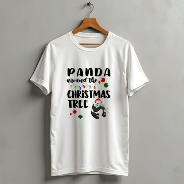 Panda Around The Christmas Tree Santa Hat Lights Ornaments T Shirt 1 t shirt 1