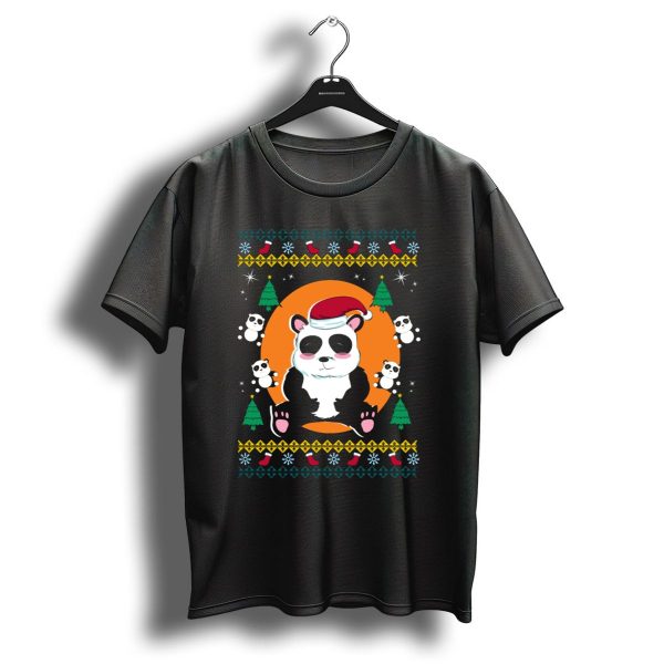 Panda Christmas Santa Hat Festive Holiday T Shirt 1 t shirt 1