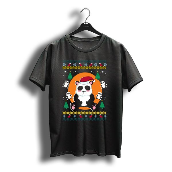 Panda Christmas Santa Hat Festive Holiday T Shirt t shirt 1