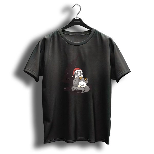 Panda Christmas Tree Santa Hat Cookies Milk T Shirt 1 t shirt 1