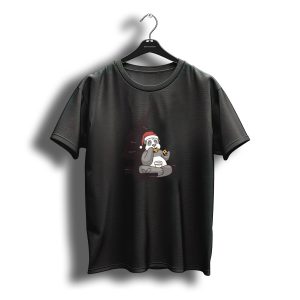 Panda Christmas Tree Santa Hat Cookies Milk T-Shirt