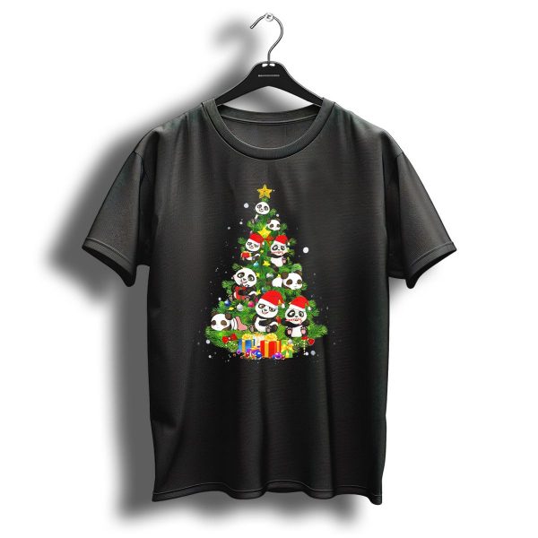 Panda Christmas Tree Xmas Wild Animal Festive Holiday Scene T Shirt 1 t shirt 1