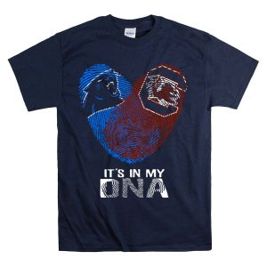 Panthers Gamecocks Fingerprint Heart It's In My Dna T-Shirt