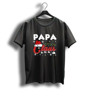 Papa Claus Christmas Matching Family Santa Hat Lights Reindeer Snowflakes T Shirt