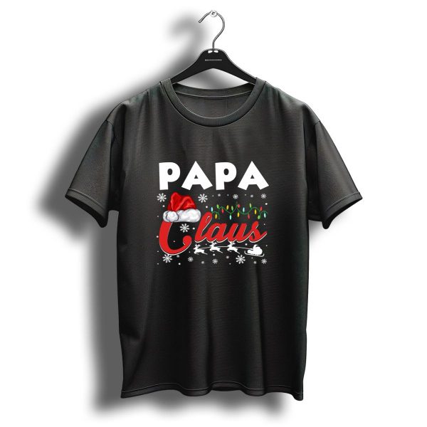 Papa Claus Christmas Matching Family Santa Hat Lights Reindeer Snowflakes T Shirt 1 t shirt 1