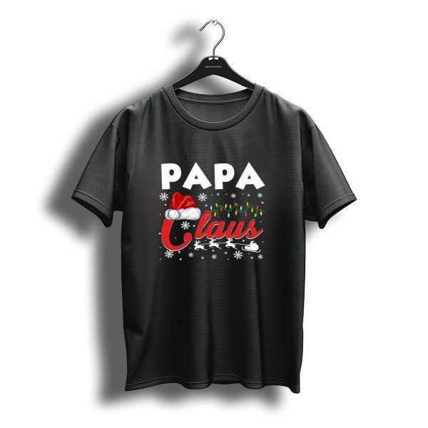 Papa Claus Christmas Matching Family Santa Hat Lights Reindeer Snowflakes T Shirt t shirt 1