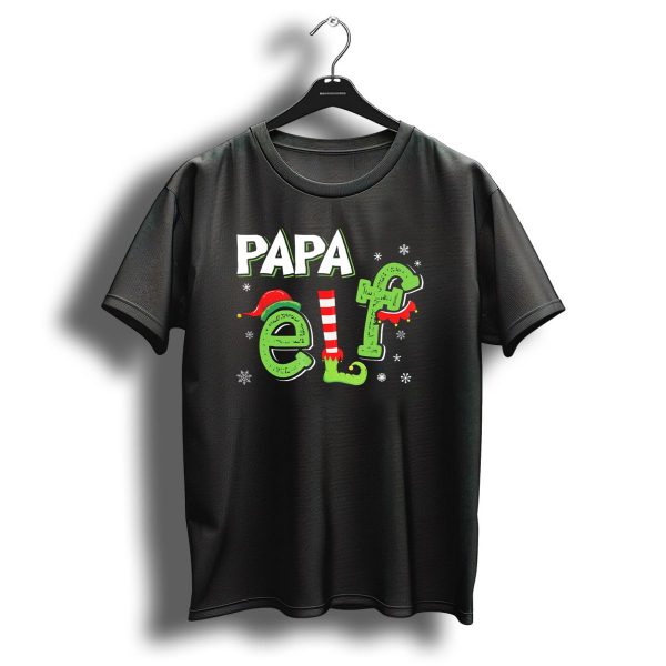 Papa Elf Christmas Hat Stripes And Snowflakes T Shirt 1 t shirt 1