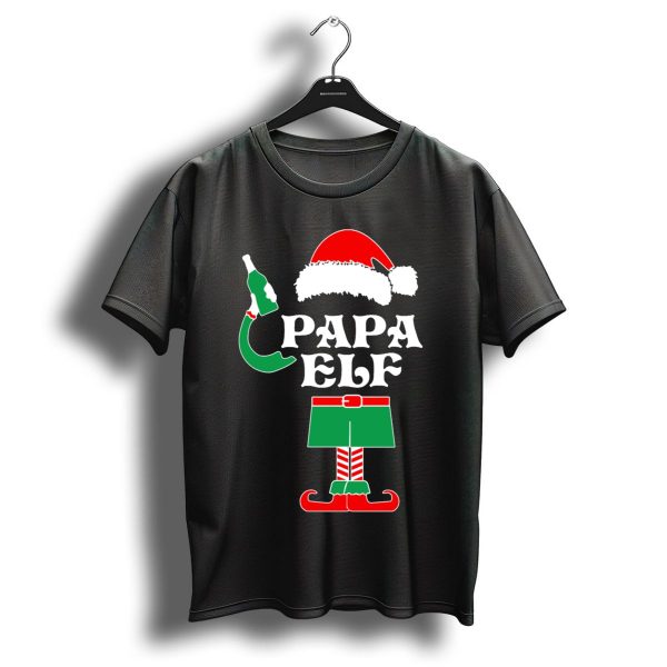 Papa Elf Santa Hat Christmas Outfit With Bottle T Shirt 1 t shirt 1