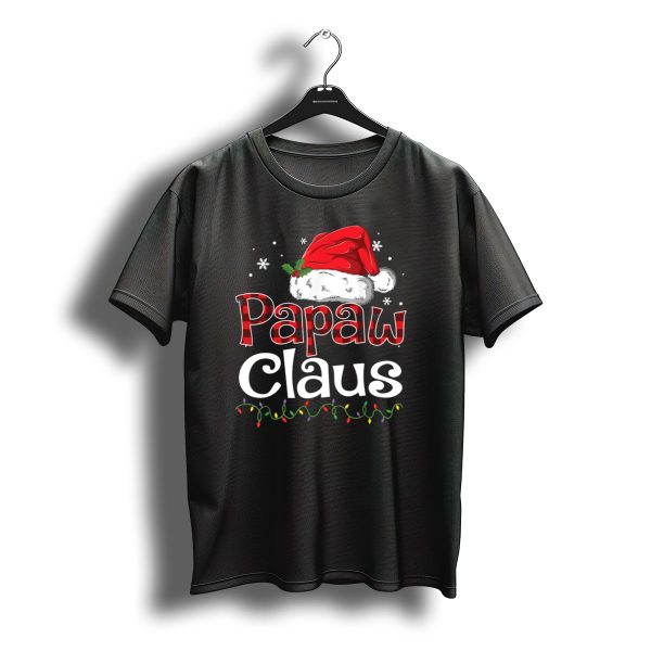 Papaw Claus Christmas Santa Hat Snowflakes Lights T Shirt t shirt 1