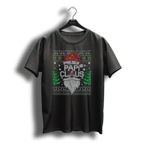 Papi Claus Santa Ugly Christmas Sweater Lights Beard Trees Snowflakes T-Shirt