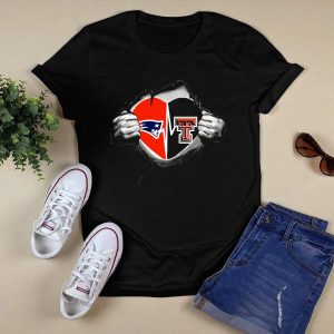 Patriots Texas Tech Heart Logo With Torn Silver Hand T-Shirt