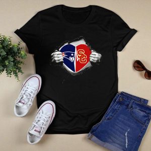Patriots Usc Trojans Heart Logo Combination T-Shirt