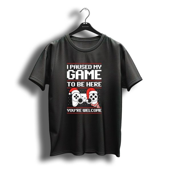 Paused My Game To Be Here Ugly Christmas Video Game Controller Santa Hat T Shirt t shirt 1