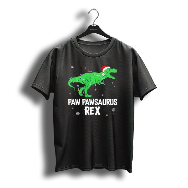 Paw Paw Saurus Rex Santa Hat Christmas Lights T Shirt t shirt 1