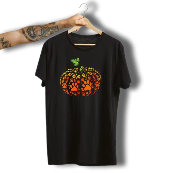 Paw Print Pumpkin Halloween Dog Cat Paw T Shirt t shirt 1