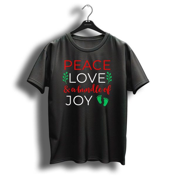 Peace Love And A Bundle Of Joy Christmas Pregnancy Announcement T Shirt 1 t shirt 1
