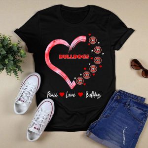 Peace Love Bulldogs Georgia Bulldogs Heart T Shirt