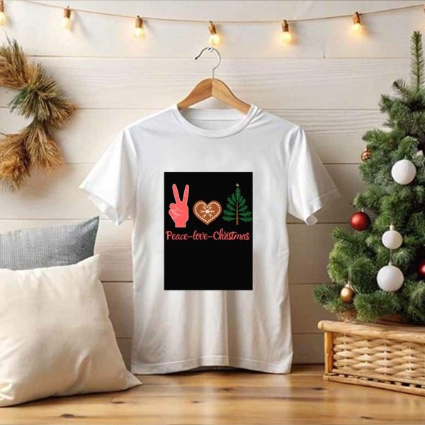 Peace Love Christmas Gingerbread Tree T Shirt 1 t shirt 1 Pittsburgh Steelers Unicorn Merry Christmas Knitted Ugly Sweater 1
