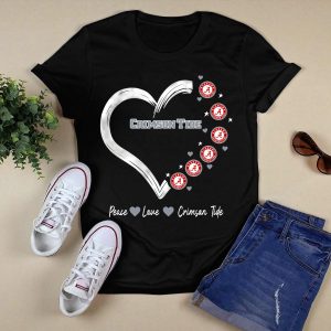 Peace Love Heart Alabama Crimson Tide T Shirt
